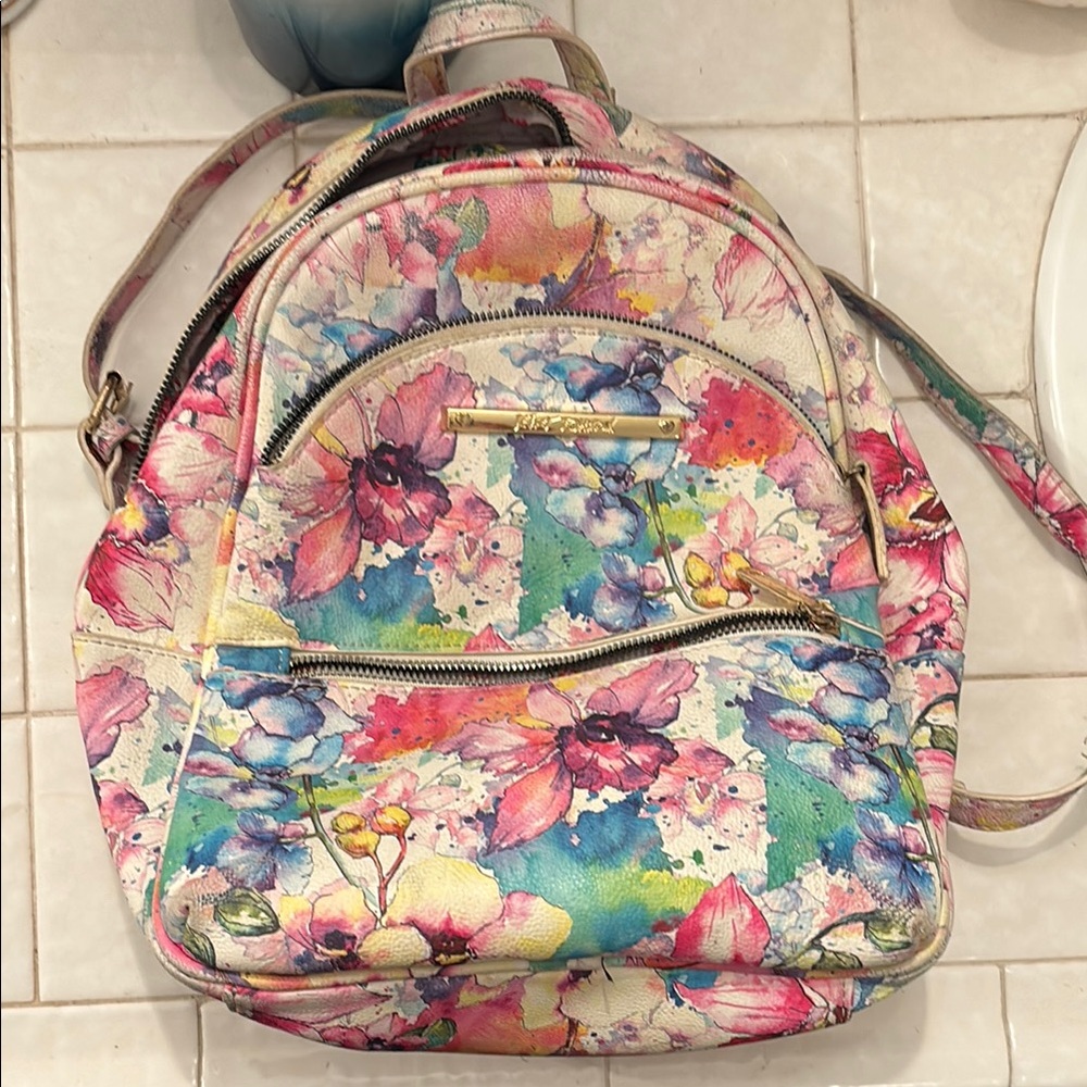 Betsey Johnson Watercolor Floral Backpack